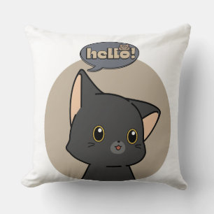 Coussin chat gris mou