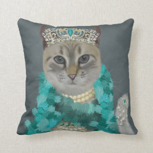 Coussin Chat gris   orné avec le portrait de Bells