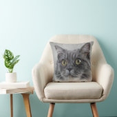 Coussin Chat gris surpris, une race distinctive (Chaise)