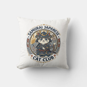Coussin Chat japonais samouraï Art vectoriel POD - Samoura