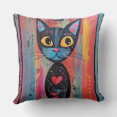 Coussin Chat jaune Abstrait coloré (Verso)