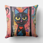 Coussin Chat jaune Abstrait coloré (Verso)