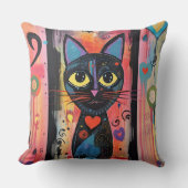 Coussin Chat jaune Abstrait coloré (Recto)