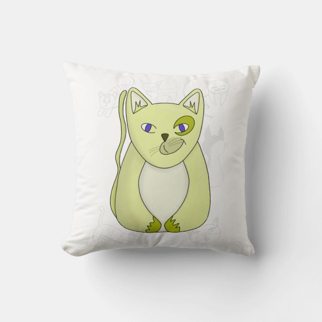 Coussin Chat Jaune avec Couvercle Duvet souriant (Recto)