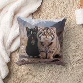 Coussin Chat joyeux vs. Chat grincheux – Humour (Couverture)