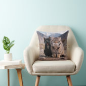 Coussin Chat joyeux vs. Chat grincheux – Humour (Chaise)