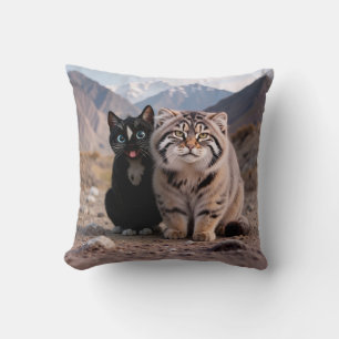 Coussin Chat joyeux vs. Chat grincheux – Humour