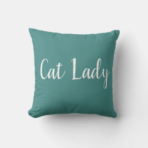 Coussin Chat Lady Amoureux des chats Couleur à lancer Turq