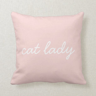 Coussin Chat Lady Simple Script Moderne Lettrant rose