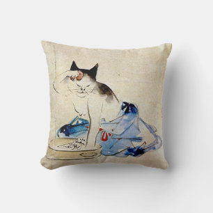 Coussin Chat laver son corps, Utagawa Hiroshige