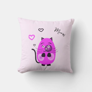 Coussin Chat lilas mou