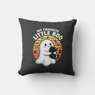 Coussin Chat Little Boo fantôme d'Halloween