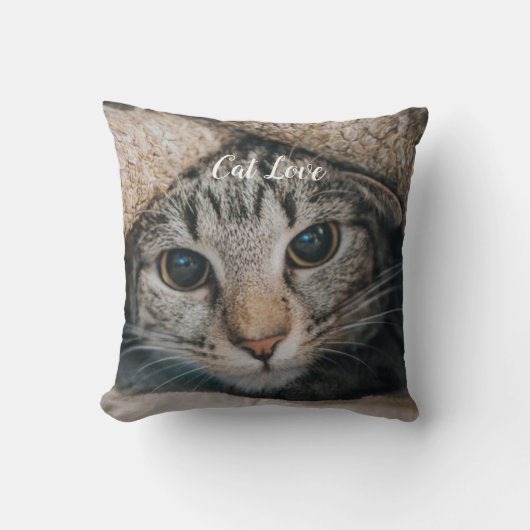 Coussin Chat Love Populaire Design Cadeau (Recto)