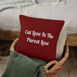 Coussin Chat Love Purest Personnalisez mignon Funny Dark R<br><div class="desc">Améliorez votre décor avec "Cat Love Purest Personnalisé Cute Funny Citation Oreiller Rouge foncé." Parfait pour les amoureux de les chats, ce coussin charmant apporte humour et chaleur à tout endroit. Cosy et élégant, c'est un must-have pour tous les fans de félins. Commandez dès maintenant ! Utilisez l'outil de conception pour...</div>