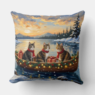 Coussin Chat Maine Coon Noël Bateau Fêtes