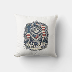 Coussin Chat Maine Coon Patriotique