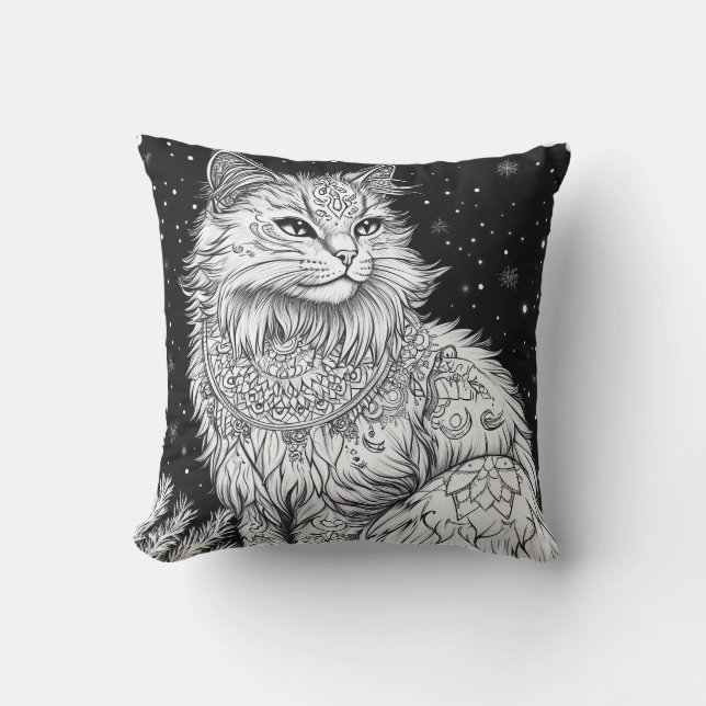 Coussin Chat Mandala (Recto)