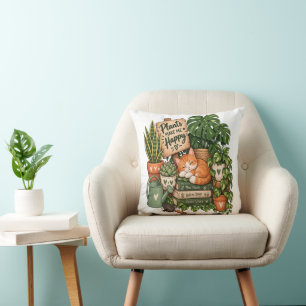Coussin Chat mignon amateur de plantes – Les plantes me re
