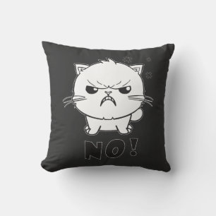 Coussin Chat mignon en colère en train de baiser Non.