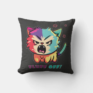 Coussin Chat mignon fâché en train de baiser Fluff Off.