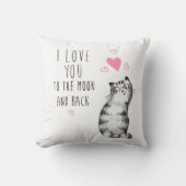 Coussin Chat mignon - Je t'aime sur la Lune et le dos (Recto)