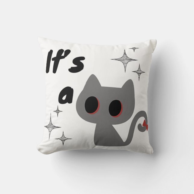 Coussin Chat mignon minimal C’est un  (Recto)