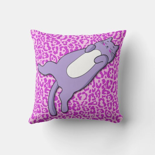 Coussin Chat mignon pourpre dormant (Verso)