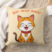 Coussin Chat Mignon Sourire Avec Message 'Rétablis-Toi Vit (Couverture)
