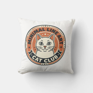 Coussin Chat Minimaliste Ligne Art Cadeau pour Amateur de