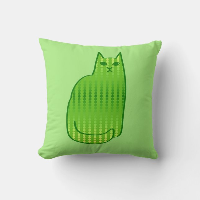 Coussin Chat moderne du milieu du siècle, chaux et vert ém (Recto)