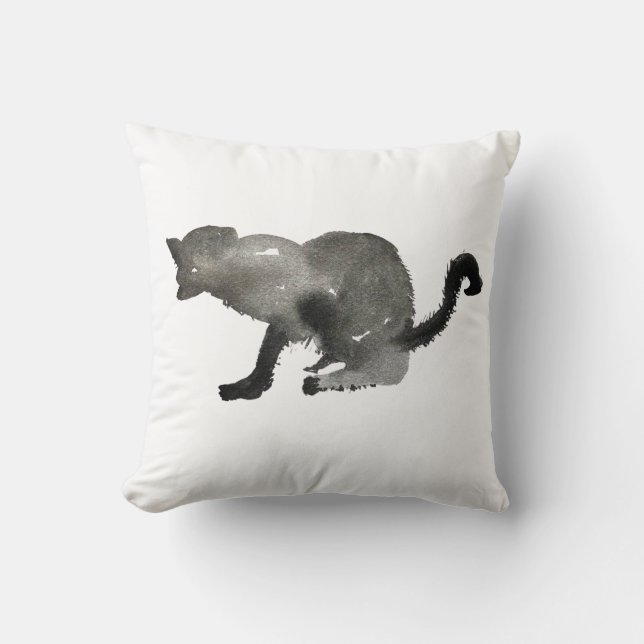Coussin Chat monochrome couleur noir (Recto)