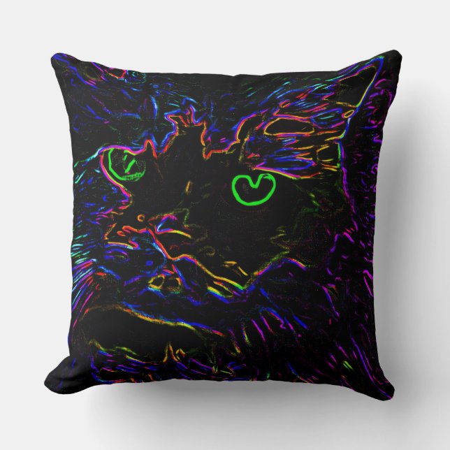 Coussin Chat Neon Glow (Recto)