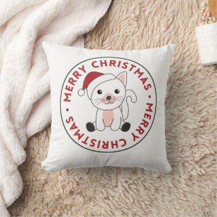 Coussin Chat Noël Neige Hiver Animaux Chats Jeter Pillo