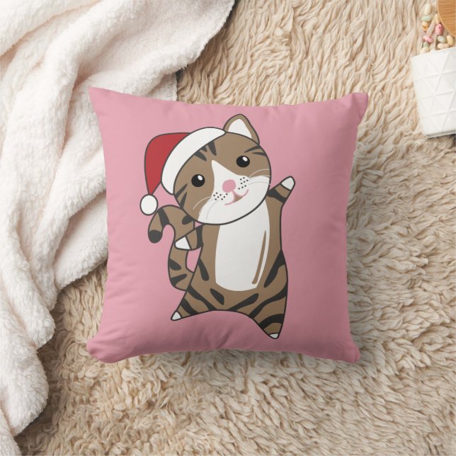 Coussin Chat Noël Neige Hiver Animaux Chats Jeter Pillo (Couverture)