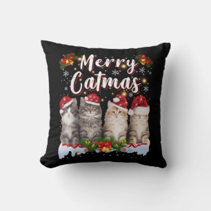 Coussin Chat Noël Santa Hat Funny Joyeux Noël