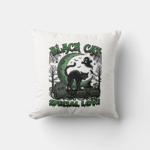 Coussin Chat Noir Amour Spécial Haloween Croissant Lune Fa