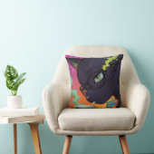Coussin Chat noir animé mystique (Chaise)