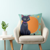 Coussin Chat Noir Avec Des Yeux Verts (Chaise)