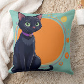 Coussin Chat Noir Avec Des Yeux Verts (Couverture)
