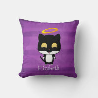 Chat Noir Avec Halo Doré Cute Angel Personnalisé