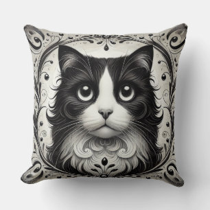 Coussin Chat noir & blanc ❄️ Amoureux des animaux élégants