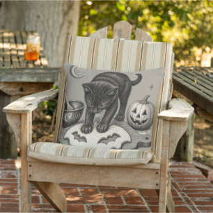 Coussin Chat noir Cuisine de Halloween