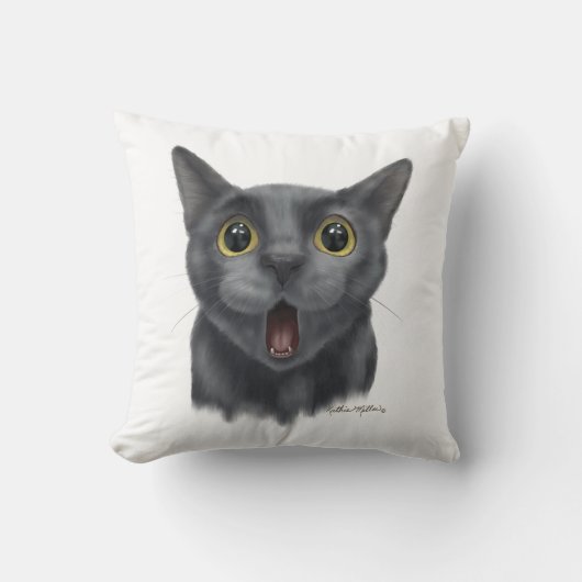Coussin Chat noir de dessin animé drôle (Recto)