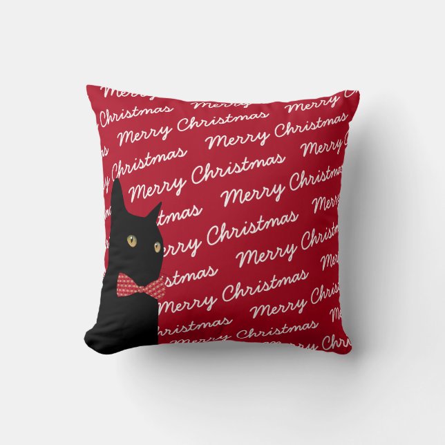 Coussin Chat noir de Joyeux Noël (Recto)