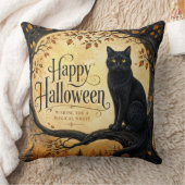Coussin Chat noir d'Halloween arbre pleine lune (Couverture)