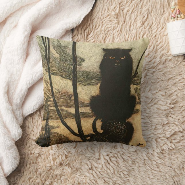 Coussin Chat noir d'Halloween effrayant vintage Rackham (Couverture)