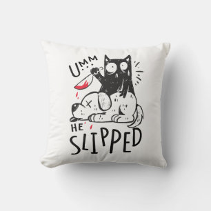 Coussin Chat noir drôle Chien Couteau ensanglanté Crime ré