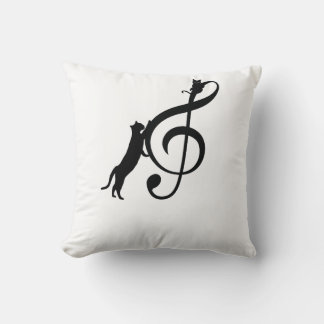 Coussin Chat Noir Drôle Note Musique