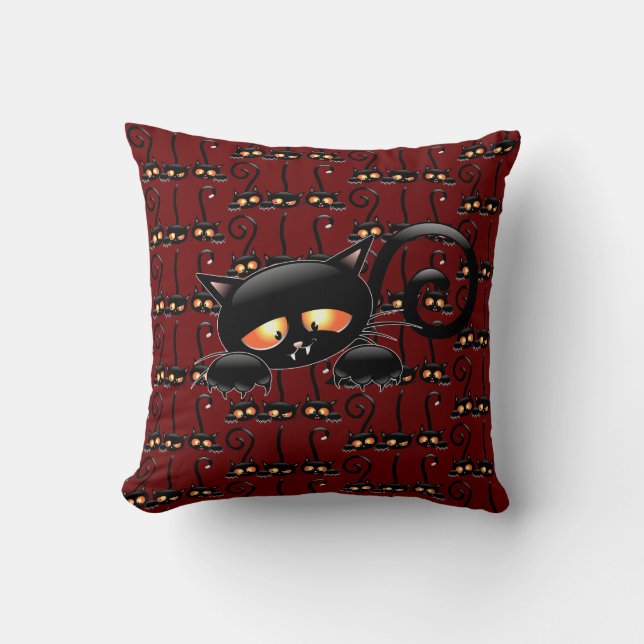 Coussin Chat noir éffrayant (Recto)