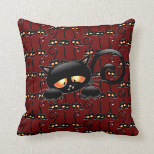 Coussin Chat noir éffrayant